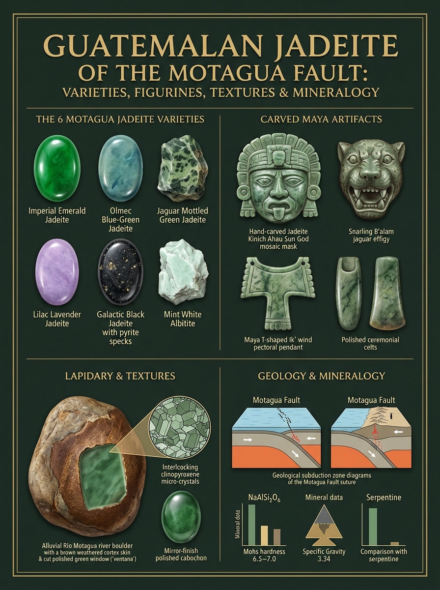 Guatemalan Jadeite Varieties, Figurines, Textures & Facts Poster